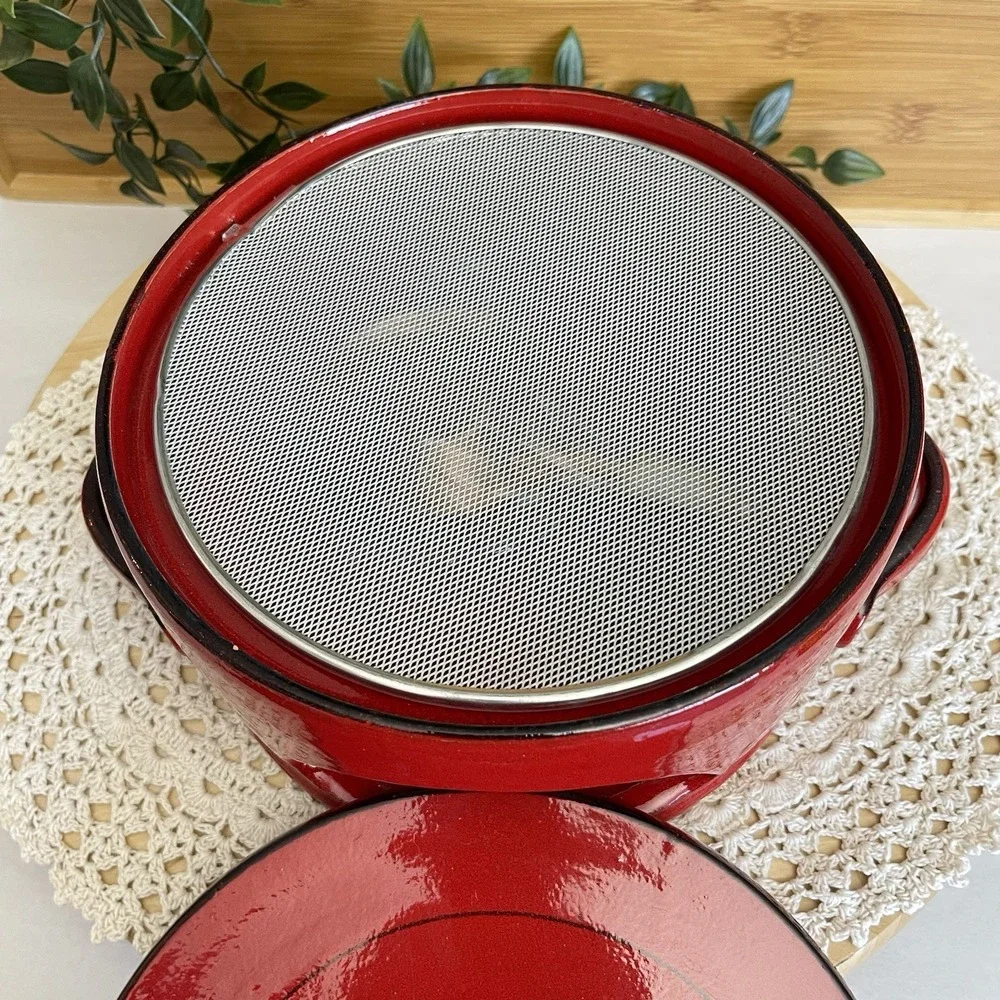 Mamma Ro Italy Terracotta Fondue Pot warmer Base Red Glazed Pottery Rechaud 9
